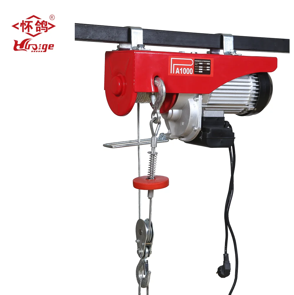PA1000 лебедка электрическая лебедка 220 В однофазный двойной подъемный крюк Электрический кабельный подъем 2200lbs