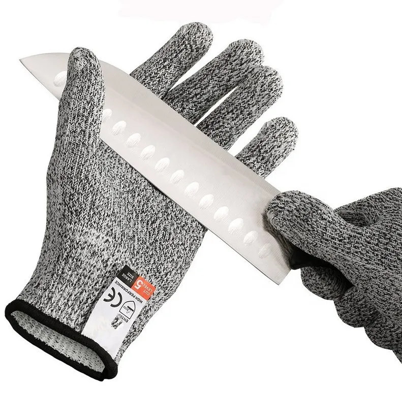 CE EN388 4544 Level 5 Cheap 13G HPPE Safety Kitchen Anti Cut Resistant Glove
