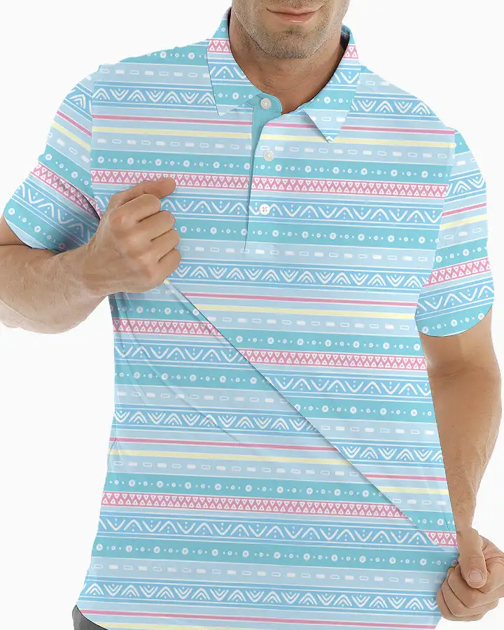 DEOLAX good quality design pattern print 4 way stretch moisture wicking golf wear color combination sports polo shirt
