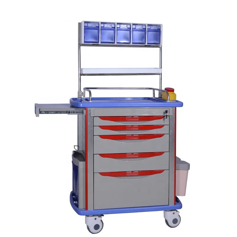In Stock Medical ABS Hospital Emergency Trolley Nursing Crash Cart Anaesthesia Drug Trolley