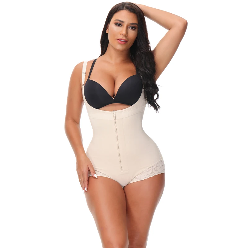 Wholesale 2021 Hourglass Zipper Tummy Control Colombianas Women Bodyshapers De Mujer Fajas Body Shaper Thong Shapewear Bodysuit