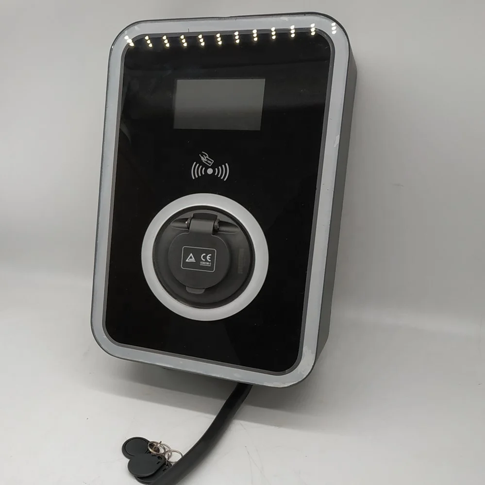 
11KW ev wall charger,400V 16A ev charging pile with type 2 socket,LCD screen and type B RCD,OEM 