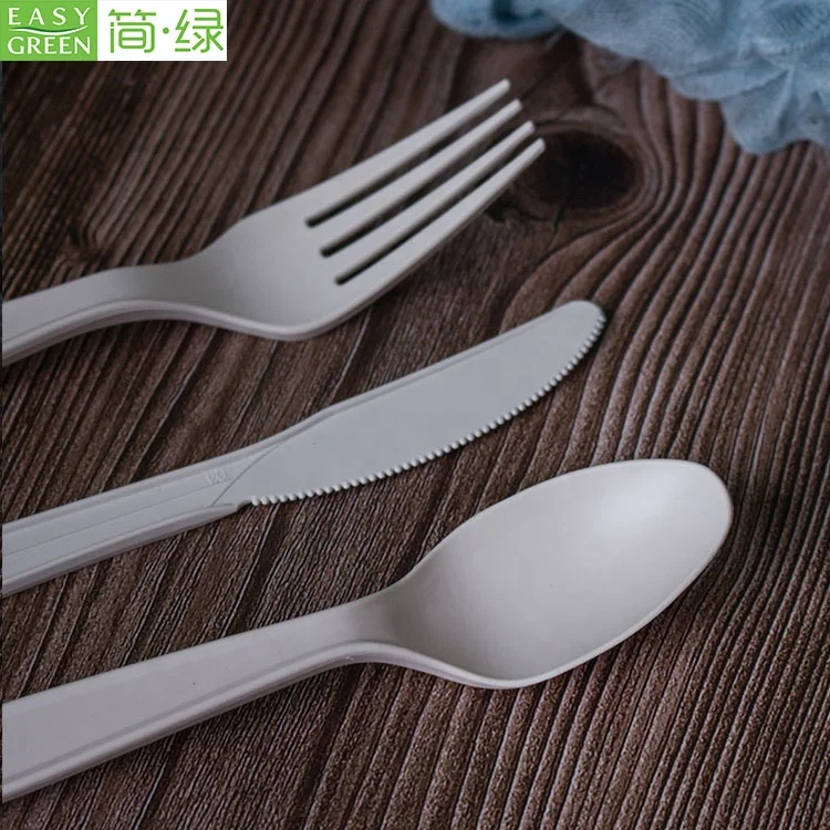 Disposable corn starch degradable cutlery set western food pastry salad fruit knife fork spoon