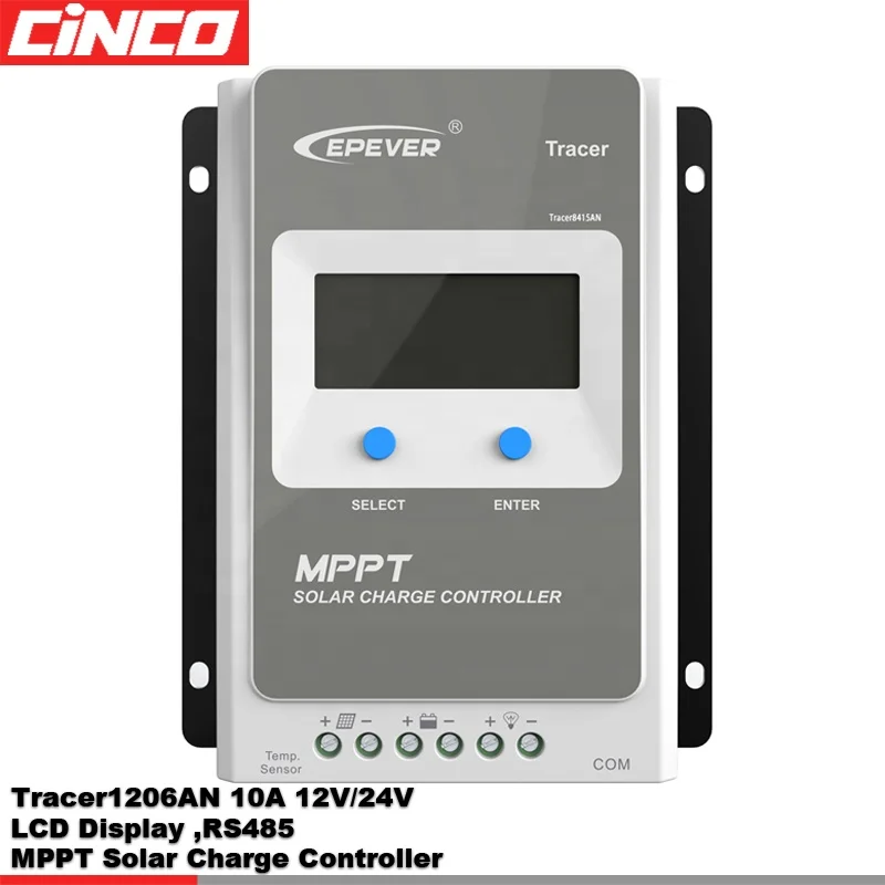 Epever High quality EPSOLAR Tracer1206AN G3 10A 12/24V MPPT Solar Controller cheap price LCD Display Module adjustable