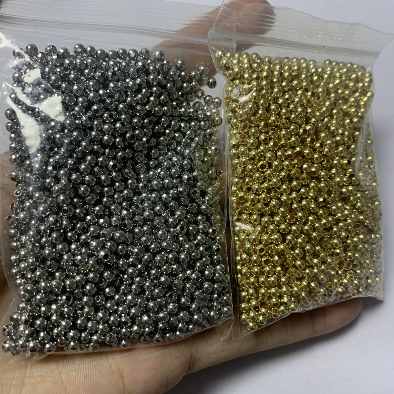 Glossy Loose Beads 4mm 14k 18k Gold Color-preserving 4 Colors Brass Spacer for Diy Jewelry