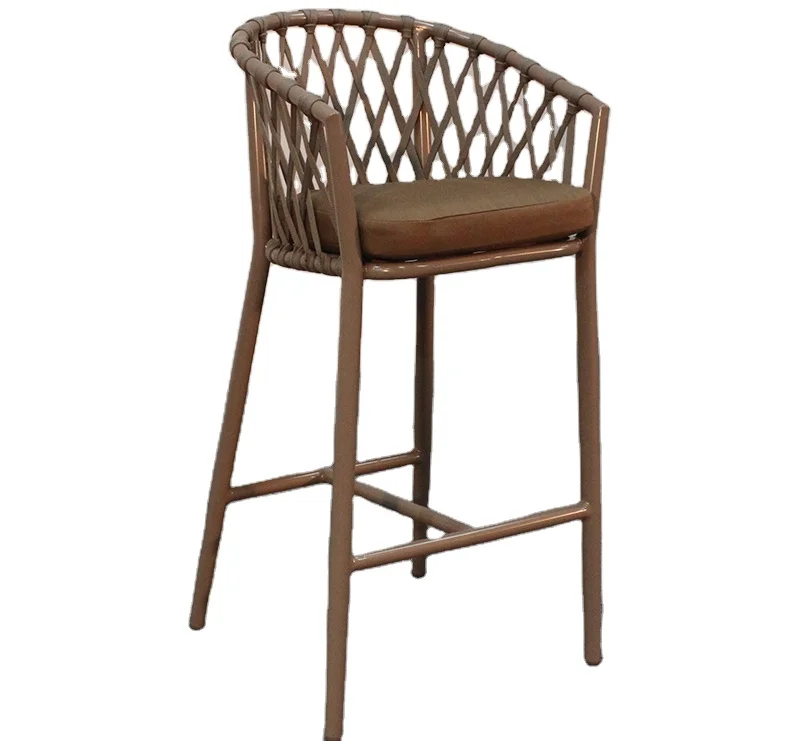Modern Design Aluminum weaving rope Bar Chair Indoor Outdoor Bar Stool for Garden
