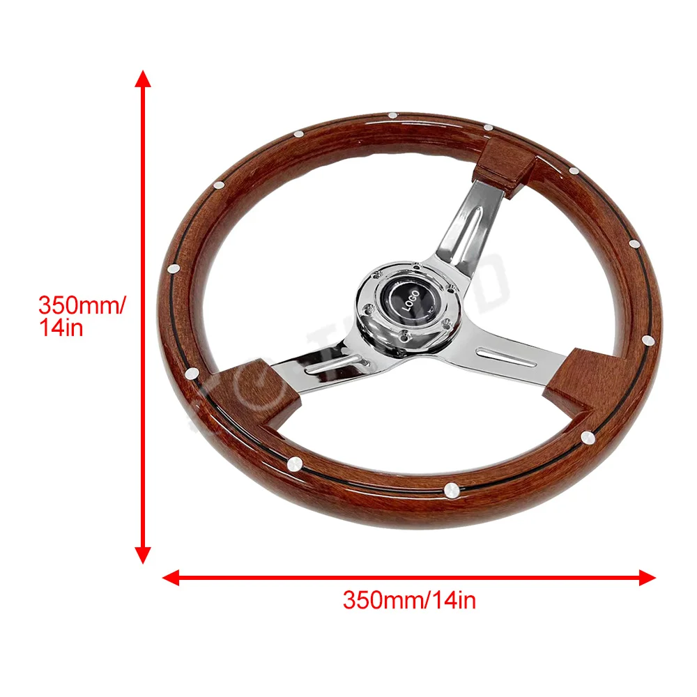 JDM Solid Wooden Steering Wheel 350mm Car Styling Refitting Car Decoration Classic Sports ABS For Honda Toyota Nissan Hyundai
