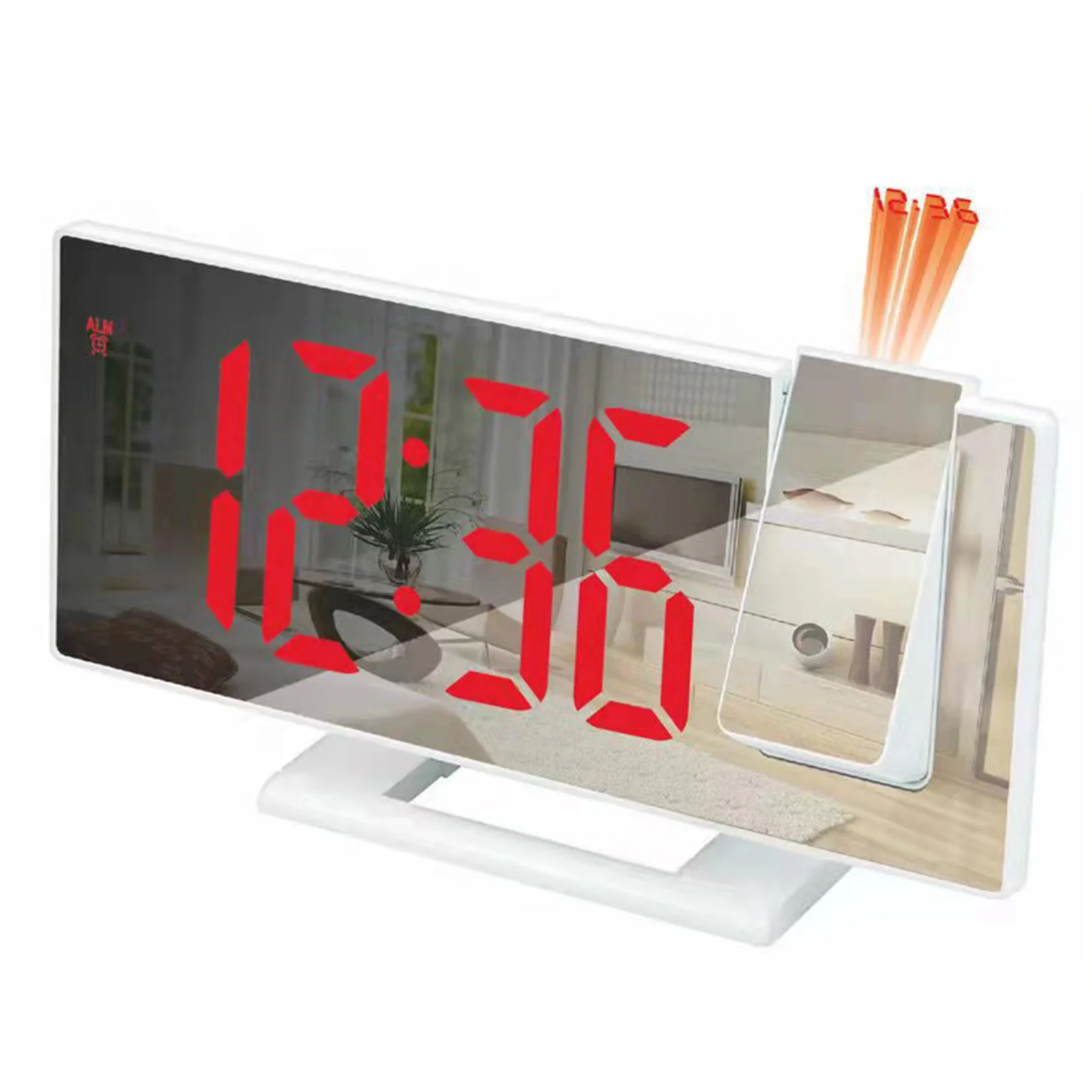 KH-CL017 Clear Readout Digital Bedside Projection LED Mirror Alarm Clock with 0-100% Dimmer