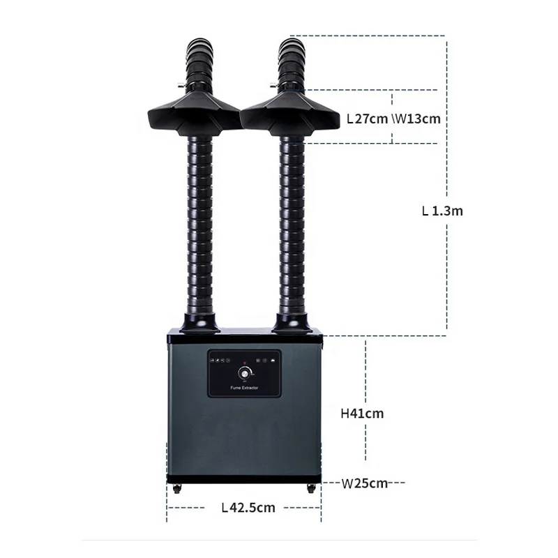 Double arm portable exhaust solder fume extractor