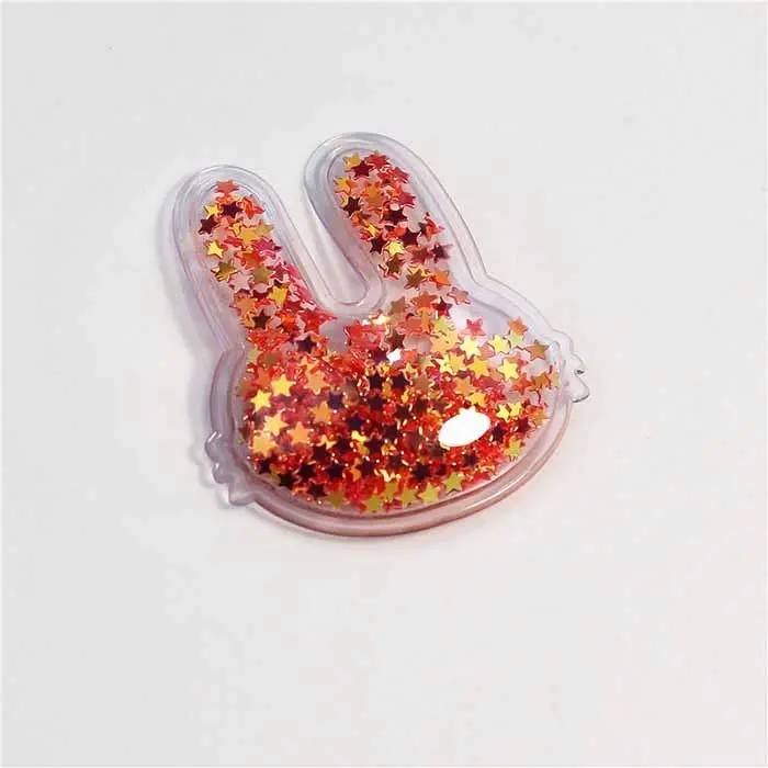 Hot Sale Custom Rabbit Flake Quicksand Sequin PVC Patch DIY Accessories For Bag And Hairclip