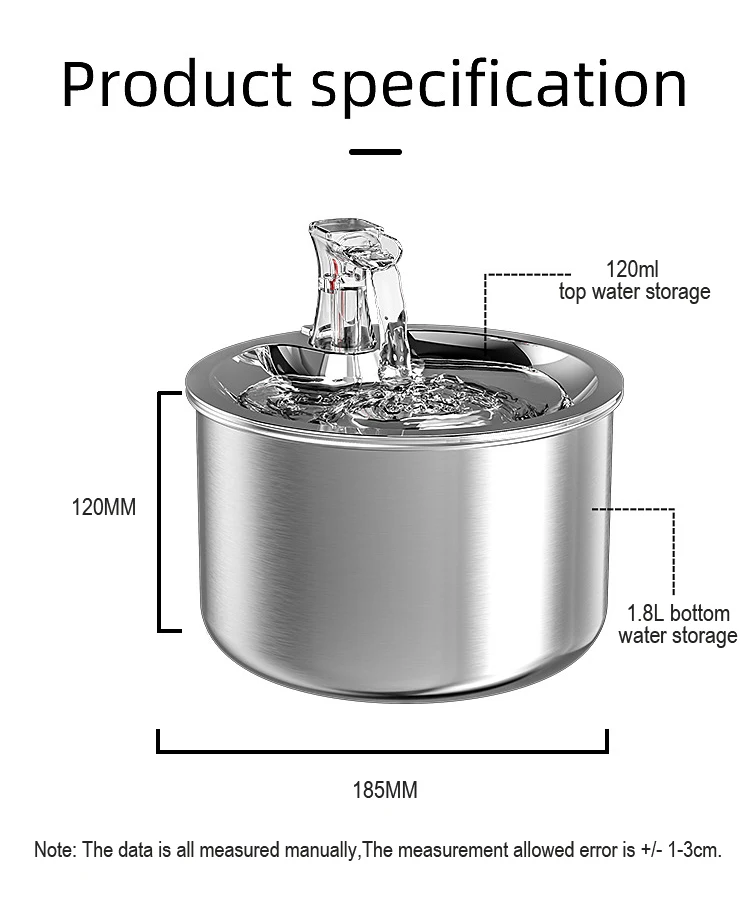 New Cat Stuff Drinker USB Electric Mute Cat Water Fountain Stainless Steel Bowl Cat Dog Pet Automatic Feeder