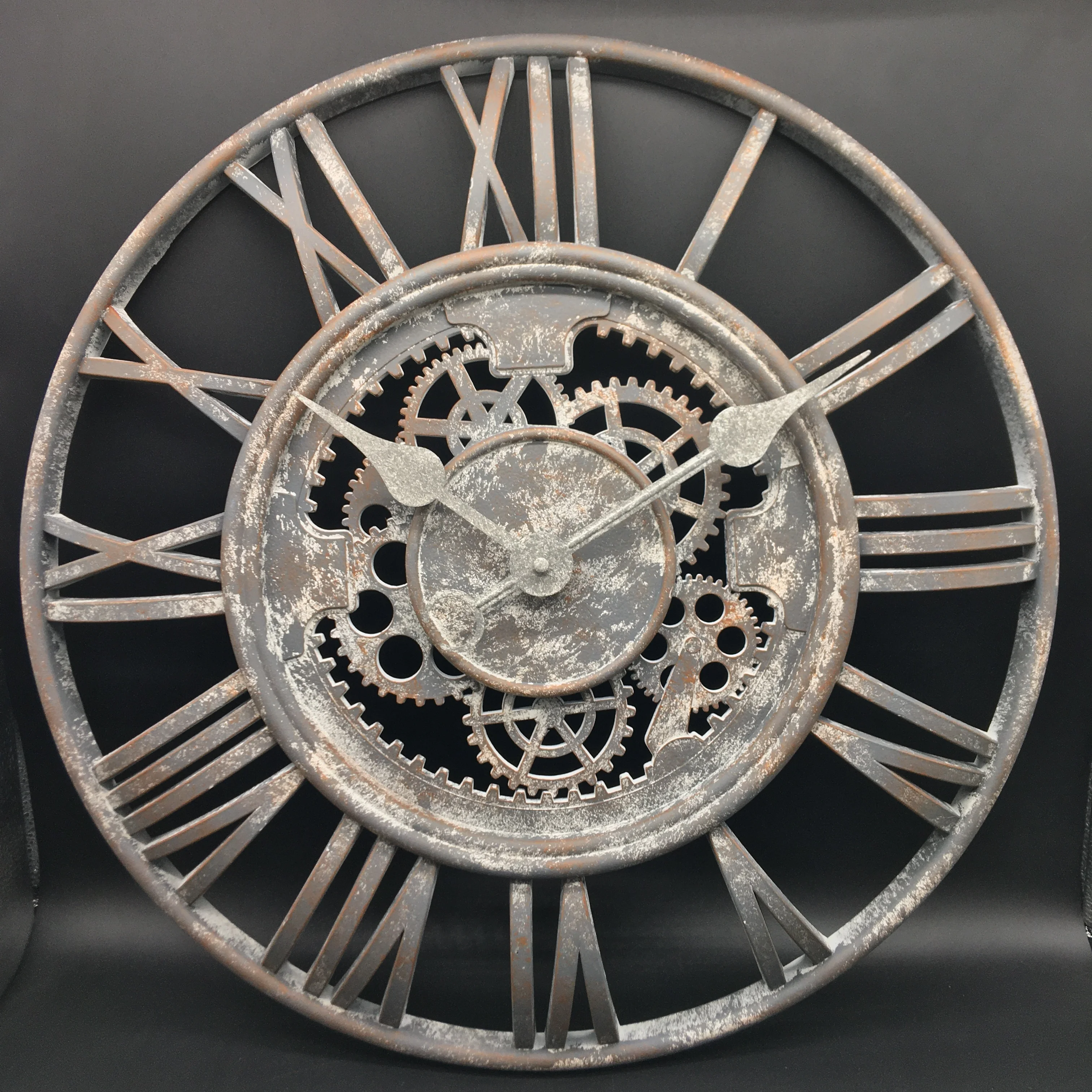 RH25037 Large Nordic  Vintage Plastic Frame Metal Wall Clocks for bedroom Decor Large Decorative Clock Oversized