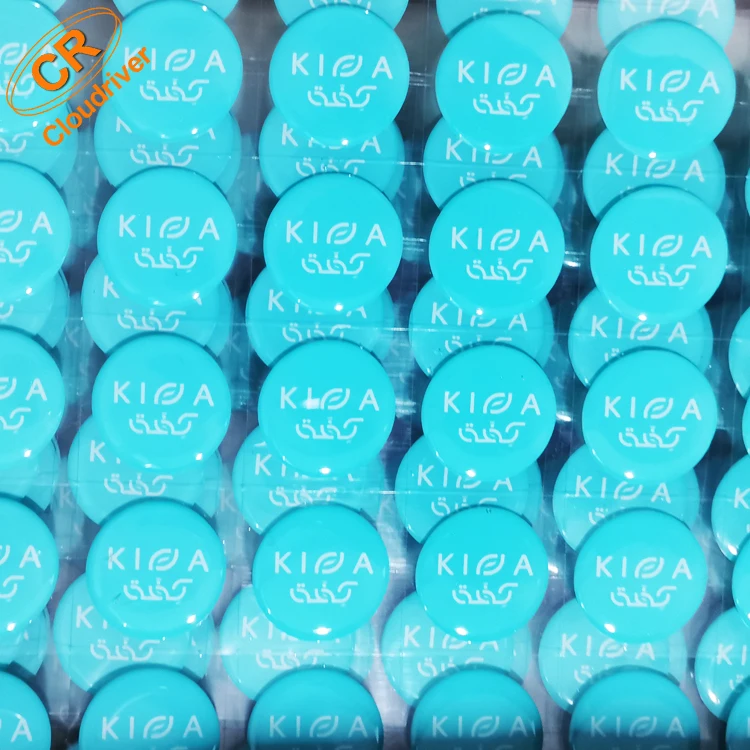 Epoxy Logo Sticker Custom Adhesive Clear Transparent vinyl  back dome crystal custom logo shape resin for sticker/label