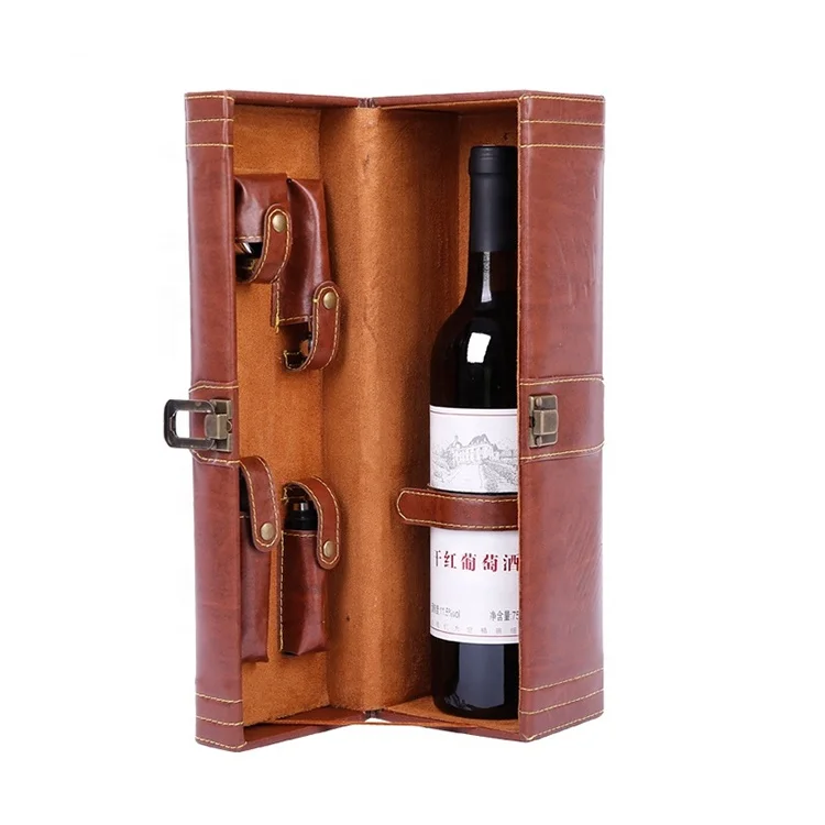 Luxury Wine Wooden Stainless Steel Box Embossing Wine Set Gift Box