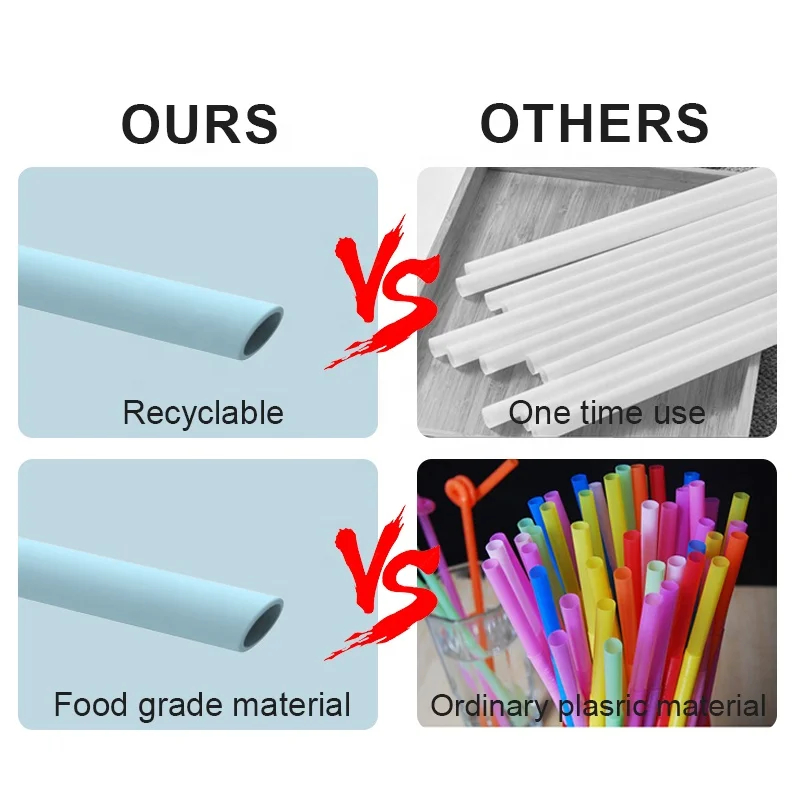 Wholesale BPA Free Silicone Straws Reusable Silicon Drinking Straw Food Grade Kids Silicone Straw