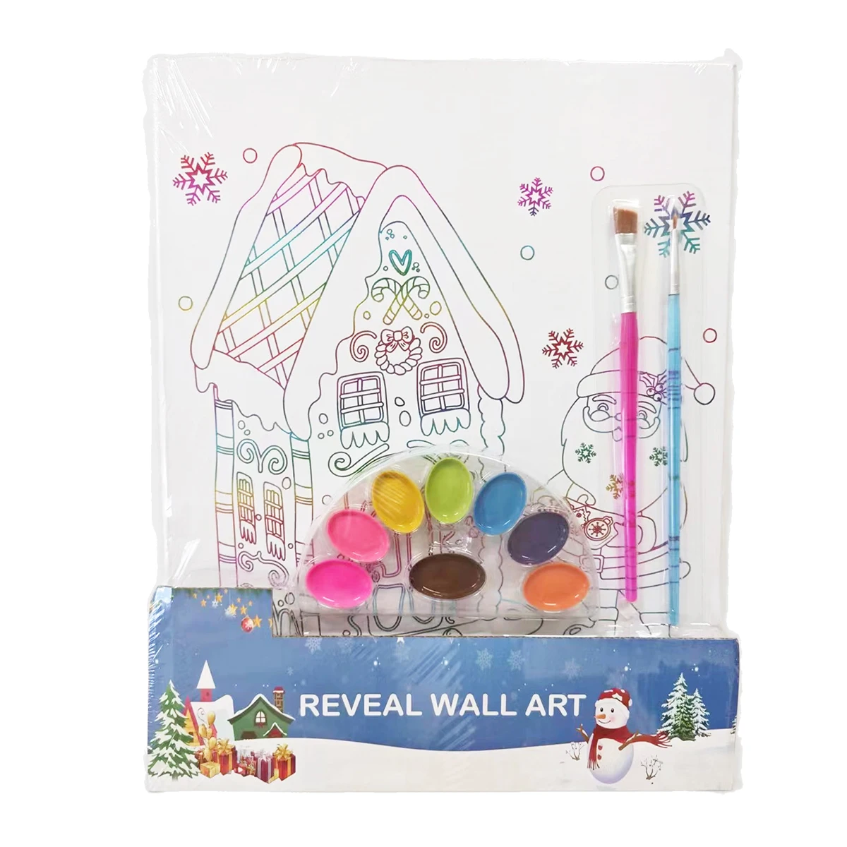 Unisex Kids Coloring and Doodle Fun Paint Your Own Xmas Canvas Panel for Drawing and Painting Reveal Wall Art