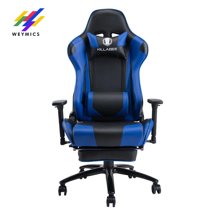 
Custom Logo Blue Swivel Gaming Chair Adjustable Racing For PC Gamer 