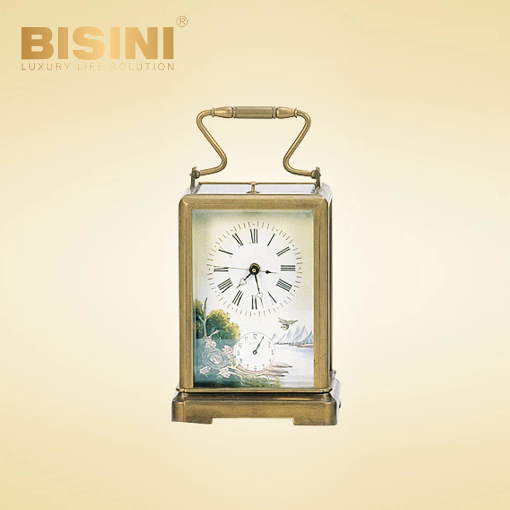 Miniature fashion patterns Small Square Leather luxury desk clock Antique Household clock Living Room bedroom fashion clock