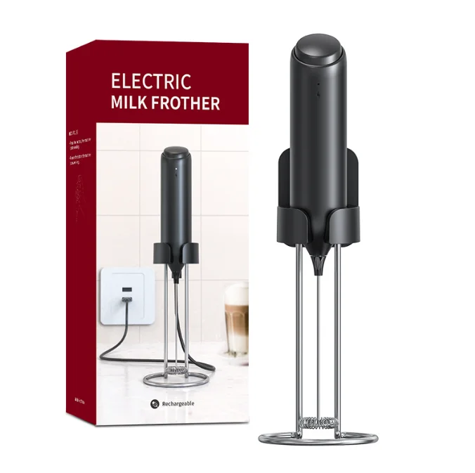 USB Charging Kitchen Appliances Handheld Electric Milk Foam Frother Automatic Coffee Mixer Rechargeable Black Milk Frother