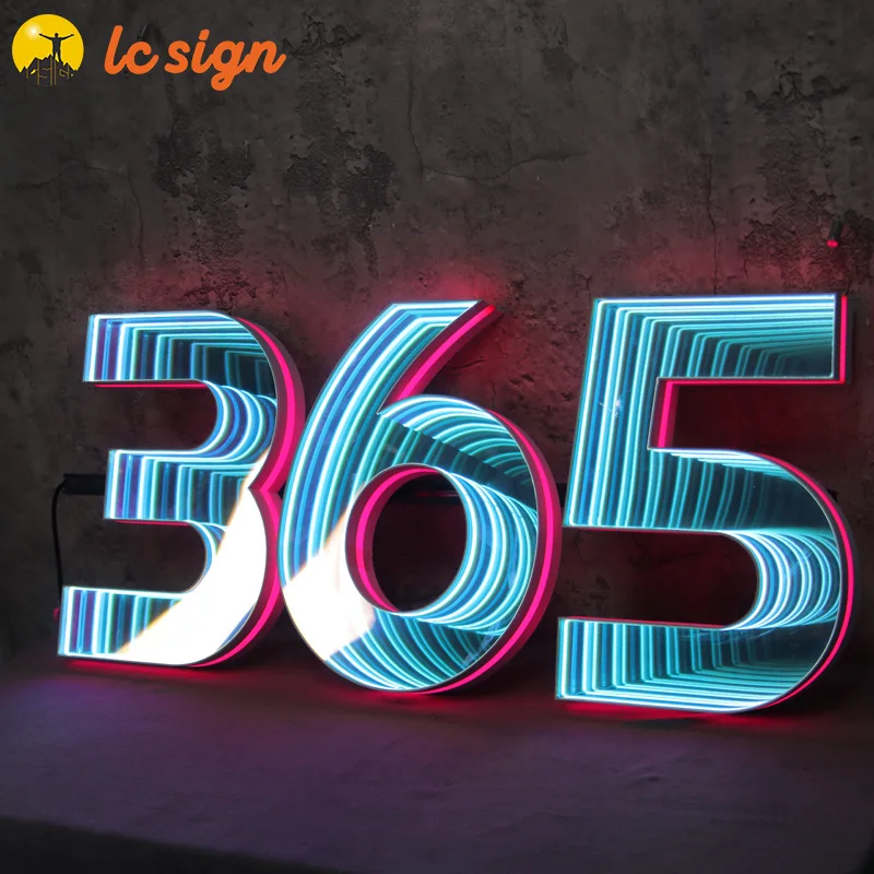 Custom Infinity effect neon sign wall decoration multi-layer mirror infinity mirror neon sign