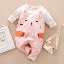 Custom Logo High Quality Baby Clothing Cotton Cartoon Print Baby Romper Newborn Comfort Casual Baby Jumpsuit For Winter