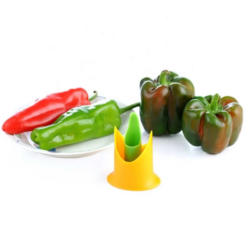 2020 Kitchen Utensil 2in1 Pepper Chili Bell Jalapeno Corer Seed Remover Pepper Chilli Cutter Corer Slicer