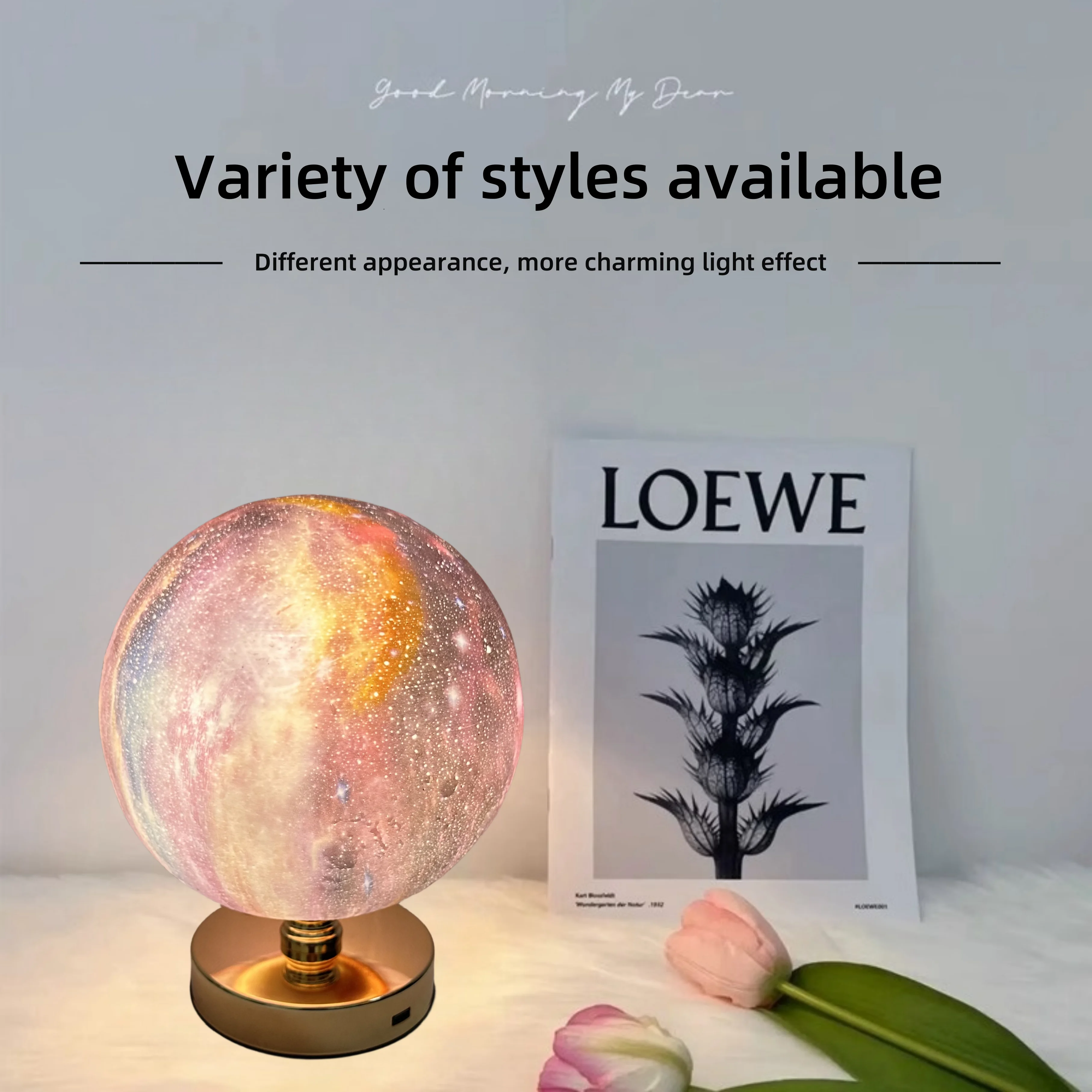 Creative Metal Table Lamp Moon Lamp Wireless Charging Touch Bar Ambient Light Bedside Desk Lamp Iron Night Light