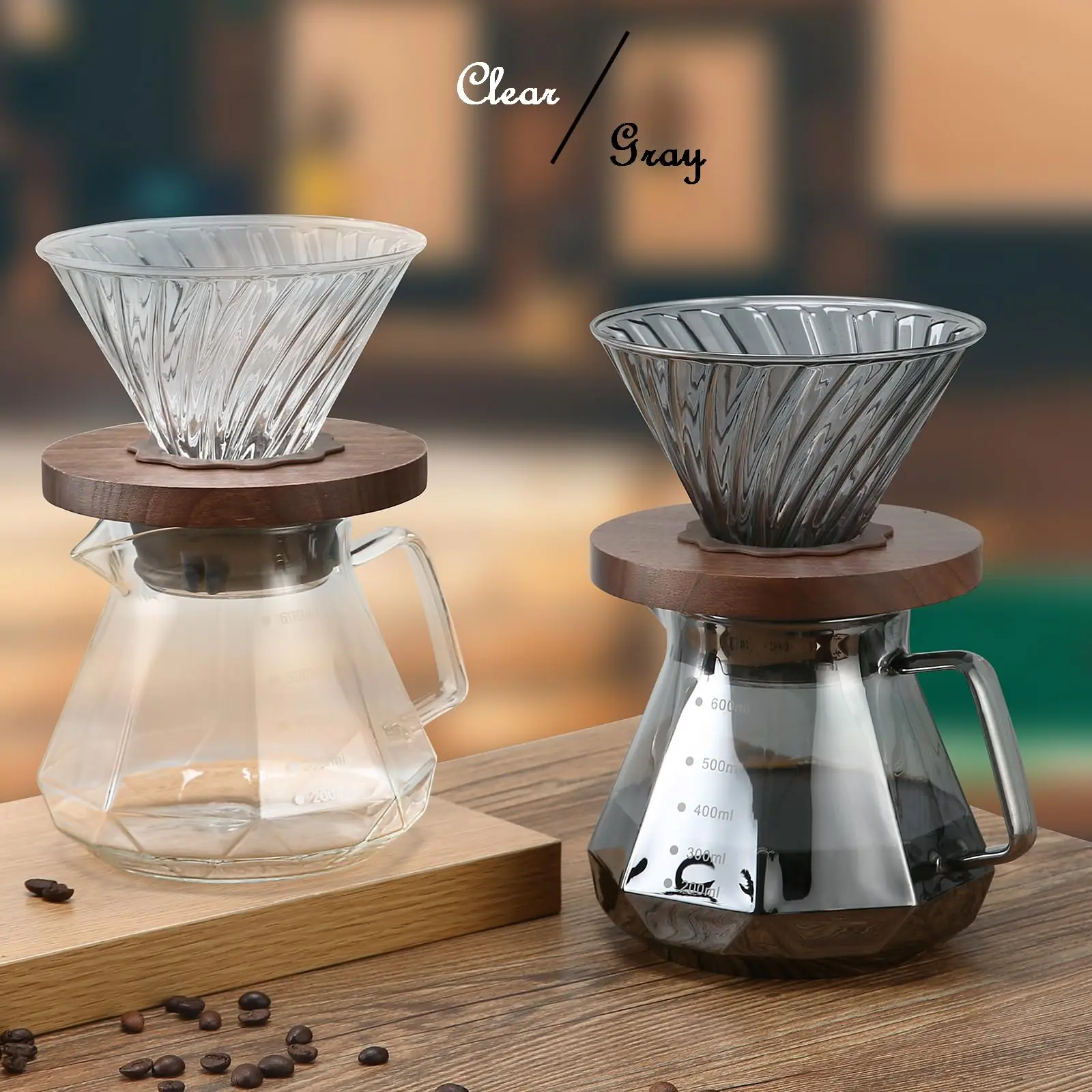 Newest Hot Selling Perfect Hand Drip Coffee Dripper Set Coffee Cups Double Wall Coffee Mugs Clear Glass Transparent Office Cup