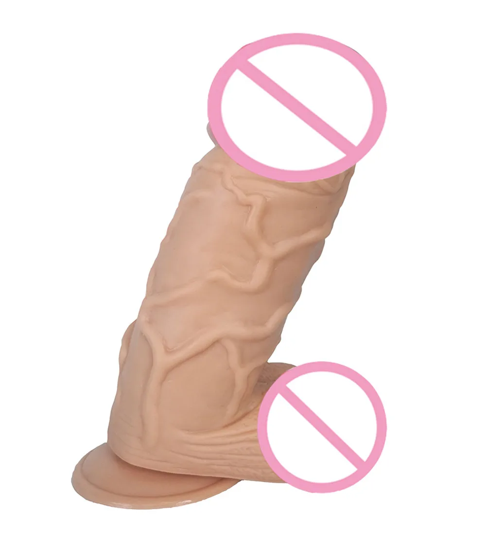 Super Big Cock Realistic Thick Dildo Flesh Penis Large Female Sex Product 24 * 7cm Huge Dick With Suction Cup