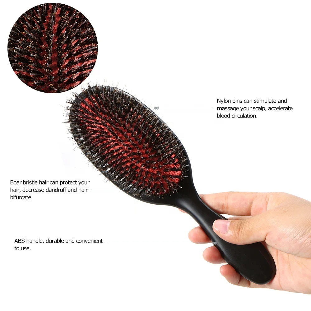 1PC Oval Boar Bristle & Nylon Hair Comb Anti-static Hair Scalp Massage Comb Hairbrush Salon Hair Brush Styling Tool