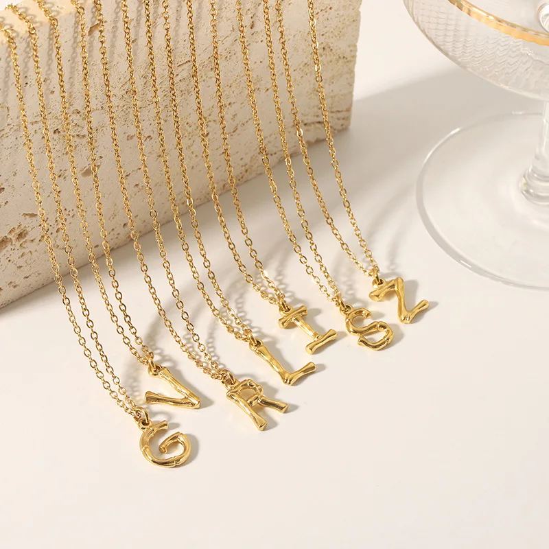 New Letters Pendant Necklaces Stainless Steel INS Style A-Z Alphabet Titanium Steel Fashion Jewelry Necklace For Woman