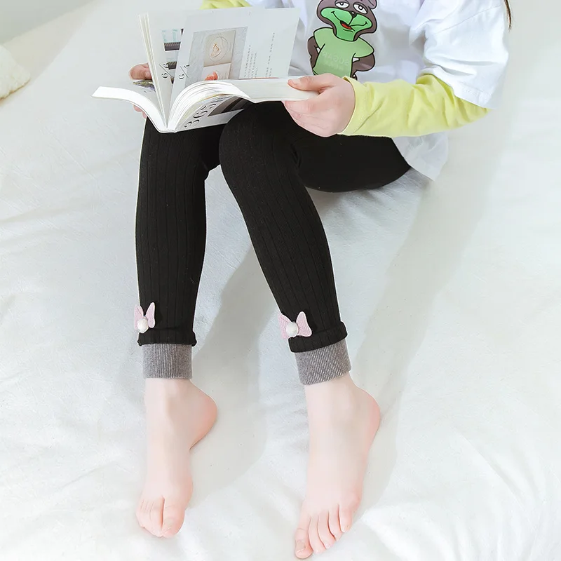 Оптовая продажа, высококачественные трико для маленьких девочек, Разноцветные Детские хлопковые зимние колготки в рубчик с милыми мультяшными животными