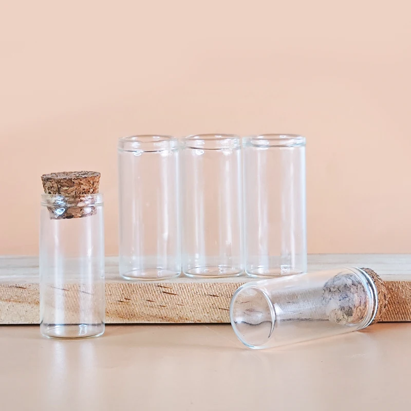 Diameter 18x40mm clear Custom Glass Tube Container Flat Bottom test with Cork