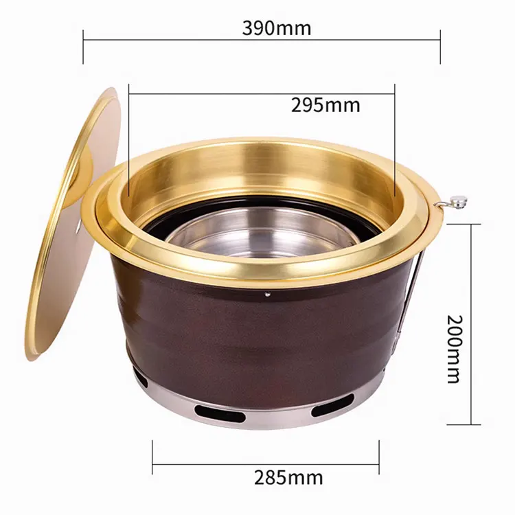 Korean Commercial Bbq Equipment Fast Heating Indoor Restaurant Round barbecue Grill Smokeless Charcoal BBQ Grill For Restaurant