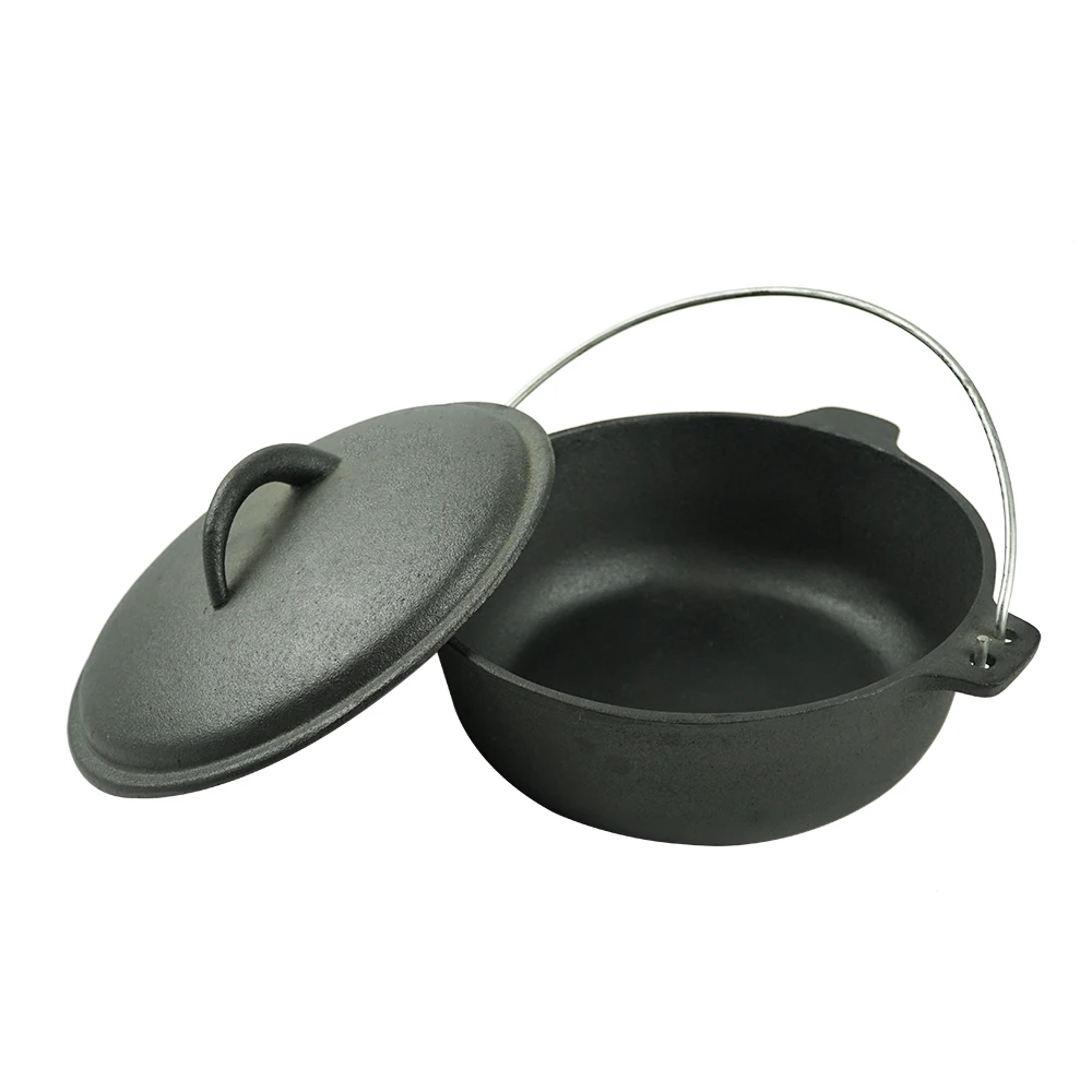 Amazon Basics PreSeasoned Dutch Oven with Dual Handles Cast Iron Pot Metal Material Dutch Oven for Pasta for Slow Cooking