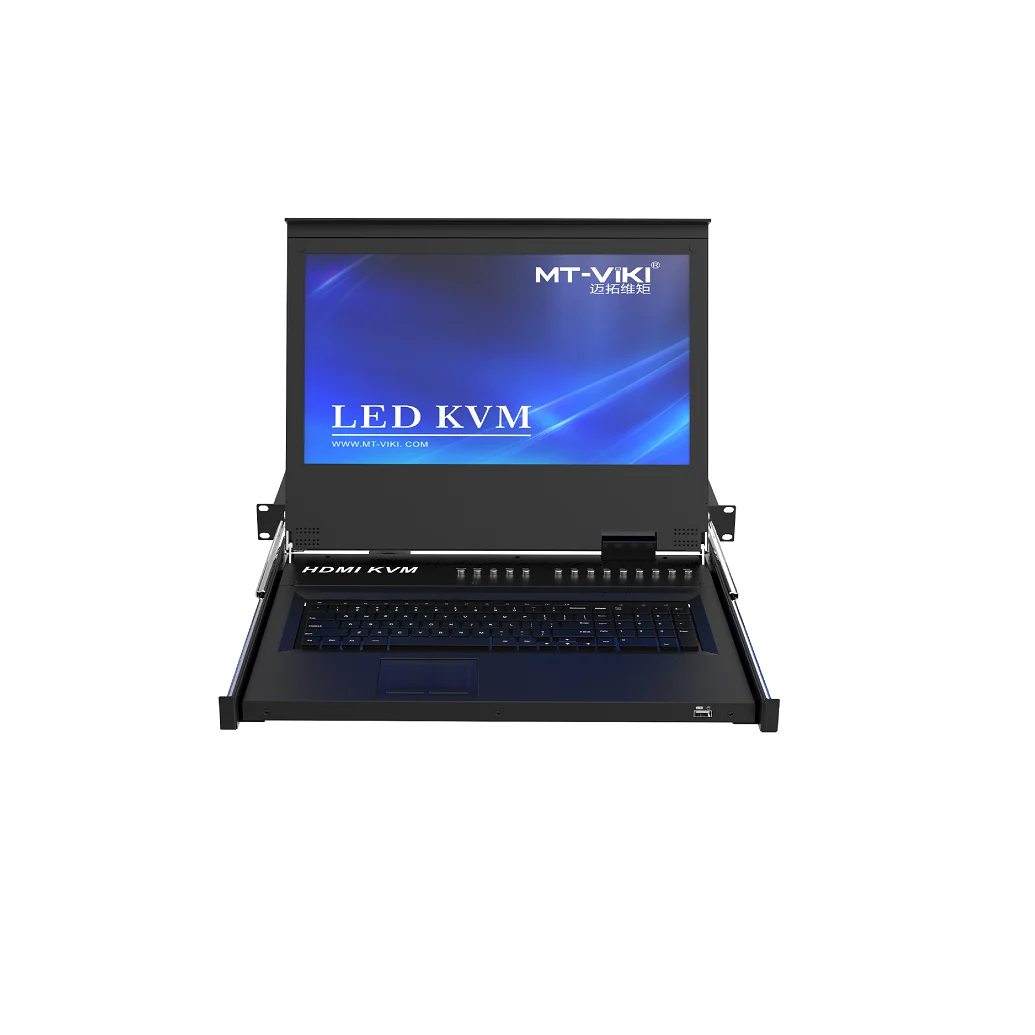 17 inch HDTV LCD KVM Switch 8 port, MT-VIKI 8x1 LCD KVM Console 1U Rack KVM Switch + 8-pack Cables