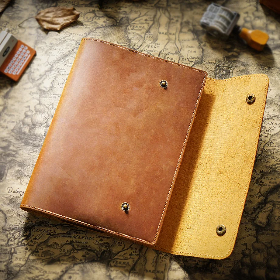 Custom Notebook Workbook NotePad Pocketbook Tickler Jotter Hardcover Folder Handmade Real Full Grain Crazy Horse Leather Journal