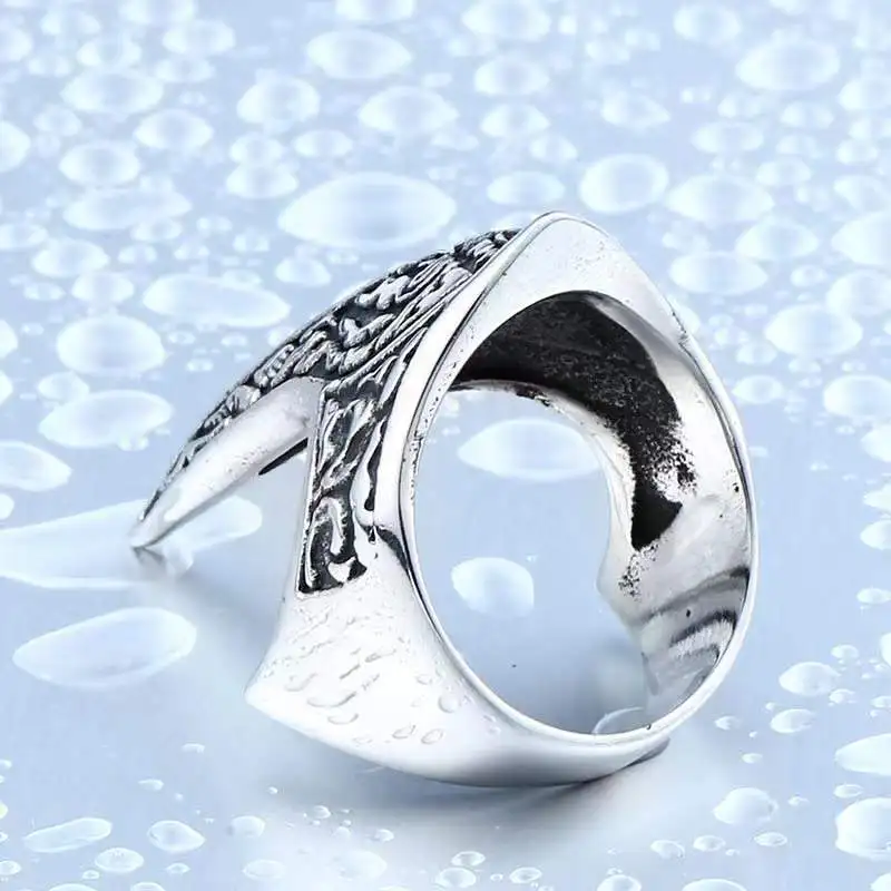 ready to ship fashion stainless steel sharp dragon claw long armor sell defense full finger nail rings for girls men