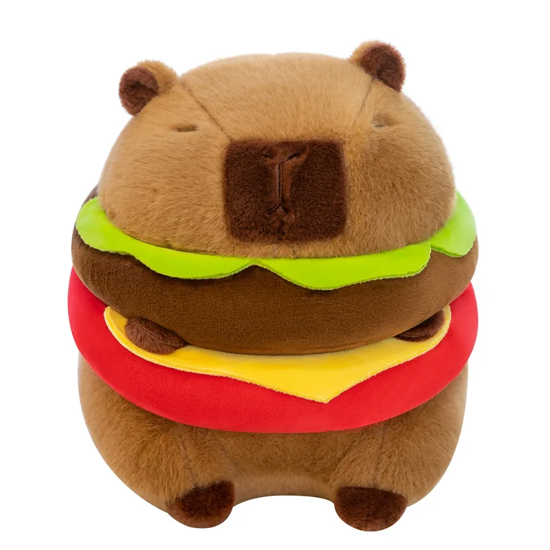 YuBon Capybara Plush Toy In The Shape Of A 20cm Hamburger Capibara Plush Pillow Cartoon Stuffed Doll Machine Best Holiday Gifts