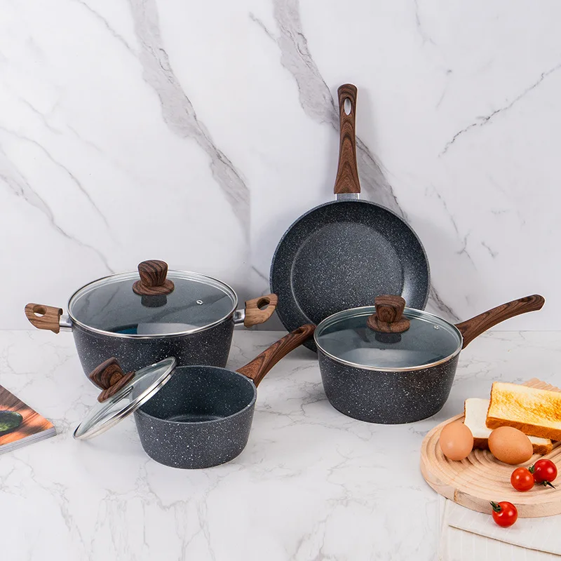 Maifan Stone Pot Set Frying Pan Milk Pan Five-piece Set Non-stick Pan Less Fume Gift Pot Can Be Customized