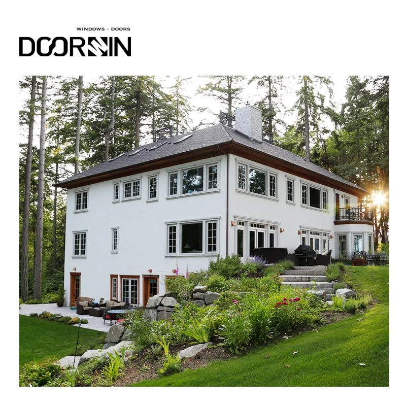 Doorwin High Quality Casement Wood Window Residential Seattle Washington Project Aluminum Clad French Swing Style Fiberglass