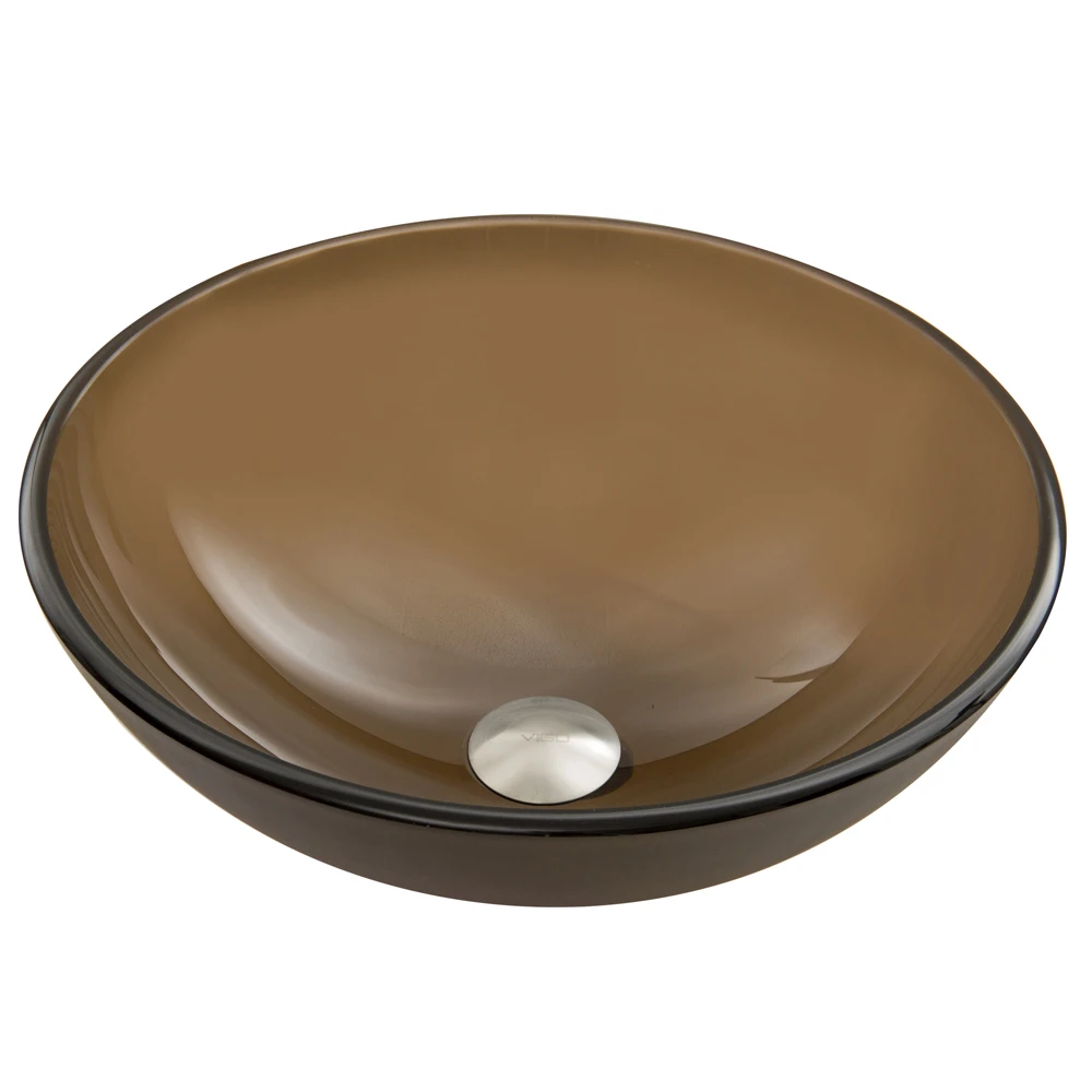 Bathroom Round Glass Vessel Sink white Crystal Basin with Faucet Pop-Up Drain