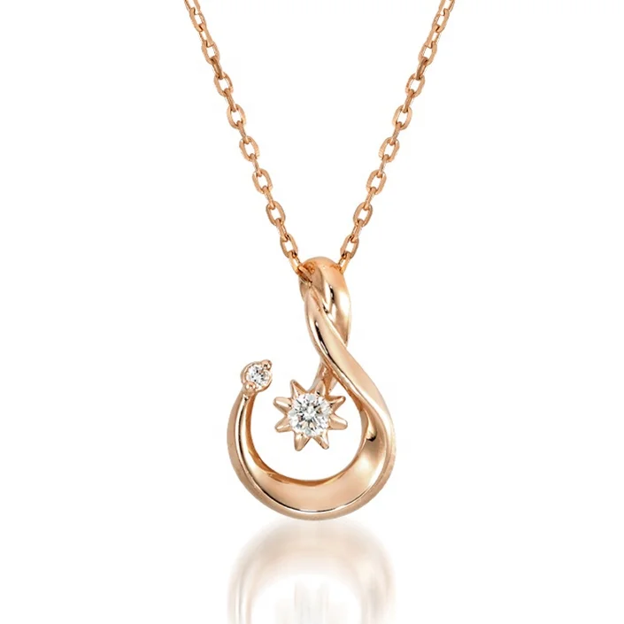 Gemnel 925 sterling silver 18k gold zircon sun and moon necklace for women