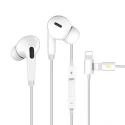 Wholesale TPE 110db 20Hz Wired Headphone with Charging Adapter with Lightnings Port can Charge Bluetooth Earphones Headphones