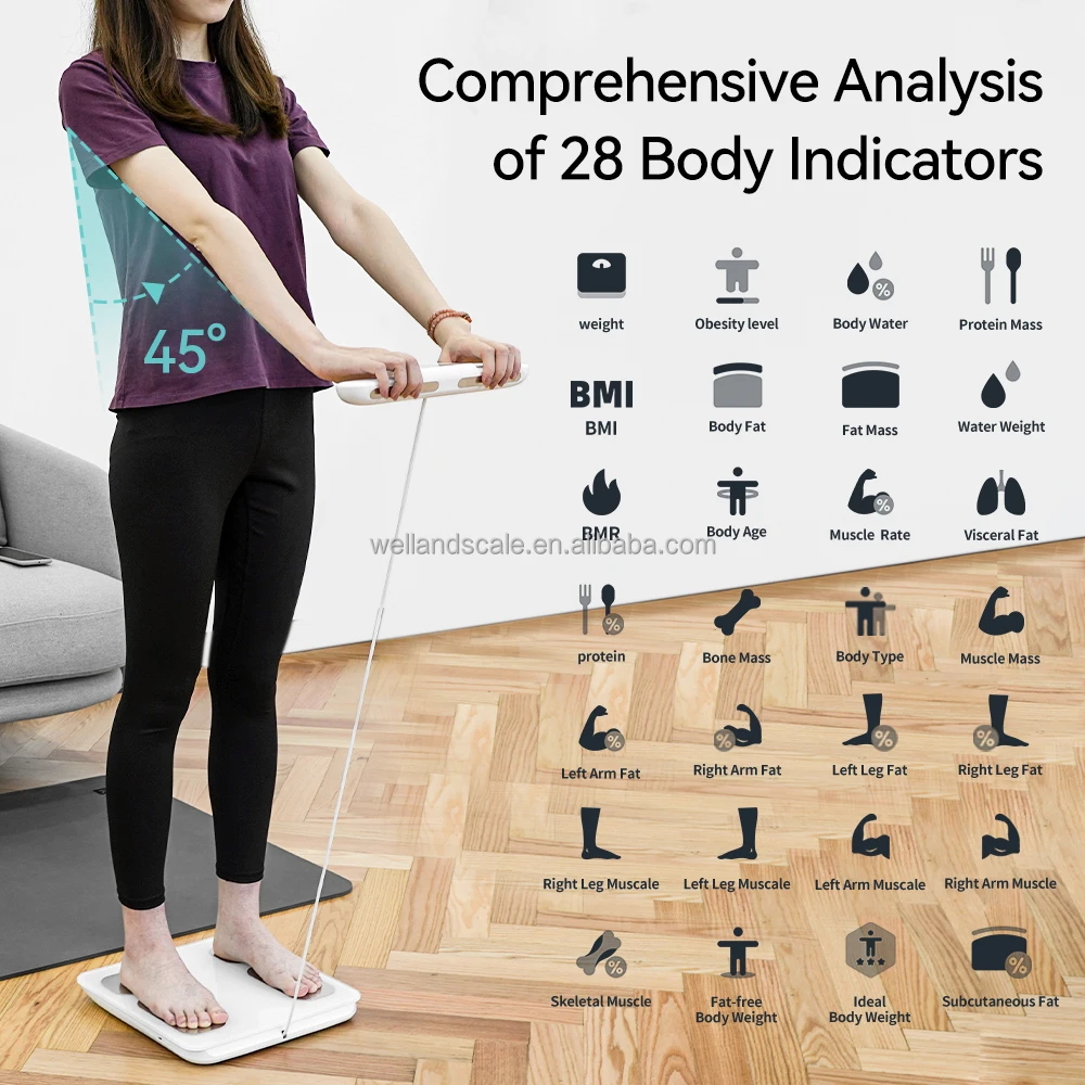 8 Sensor Scale 180kg 396lb Fitness Contact Intelligent Wireless Bmi Electronic Body Fat Analysis Digital Scale