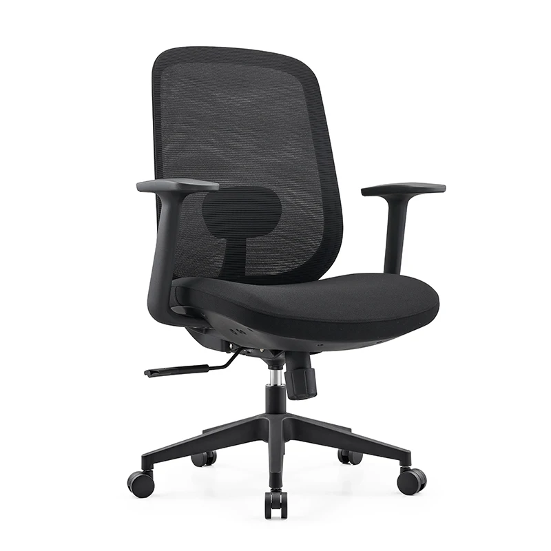 Nylon Back Frame Black Staff Lift Rotating Office Chair Lumbar Protection Mid Back Mesh Chair For Conference Meeting Room