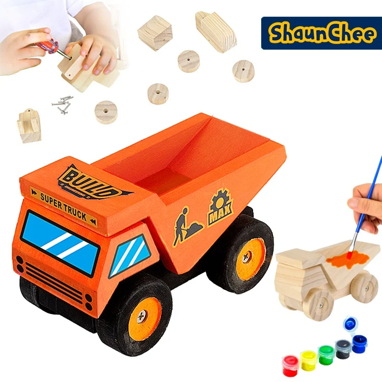 Деревянный Жесткий грузовик «сделай сам» для детей