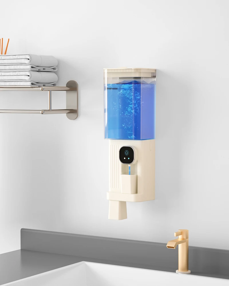 2024 New Smart Sensor Appliances Wall Mounted No Punch White Black Bathroom Automatic Mouthwash Dispenser