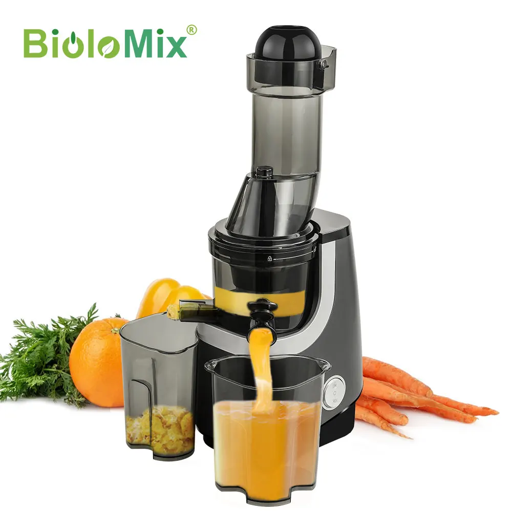  Соковыжималка для фруктов и овощей BioloMix с широким желобом медленная без