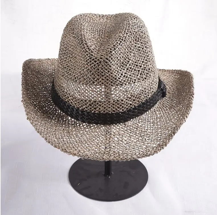 Customizable Spot Summer Designer Beach Sun Decorative Wide Brim Seagrass Straw Hat